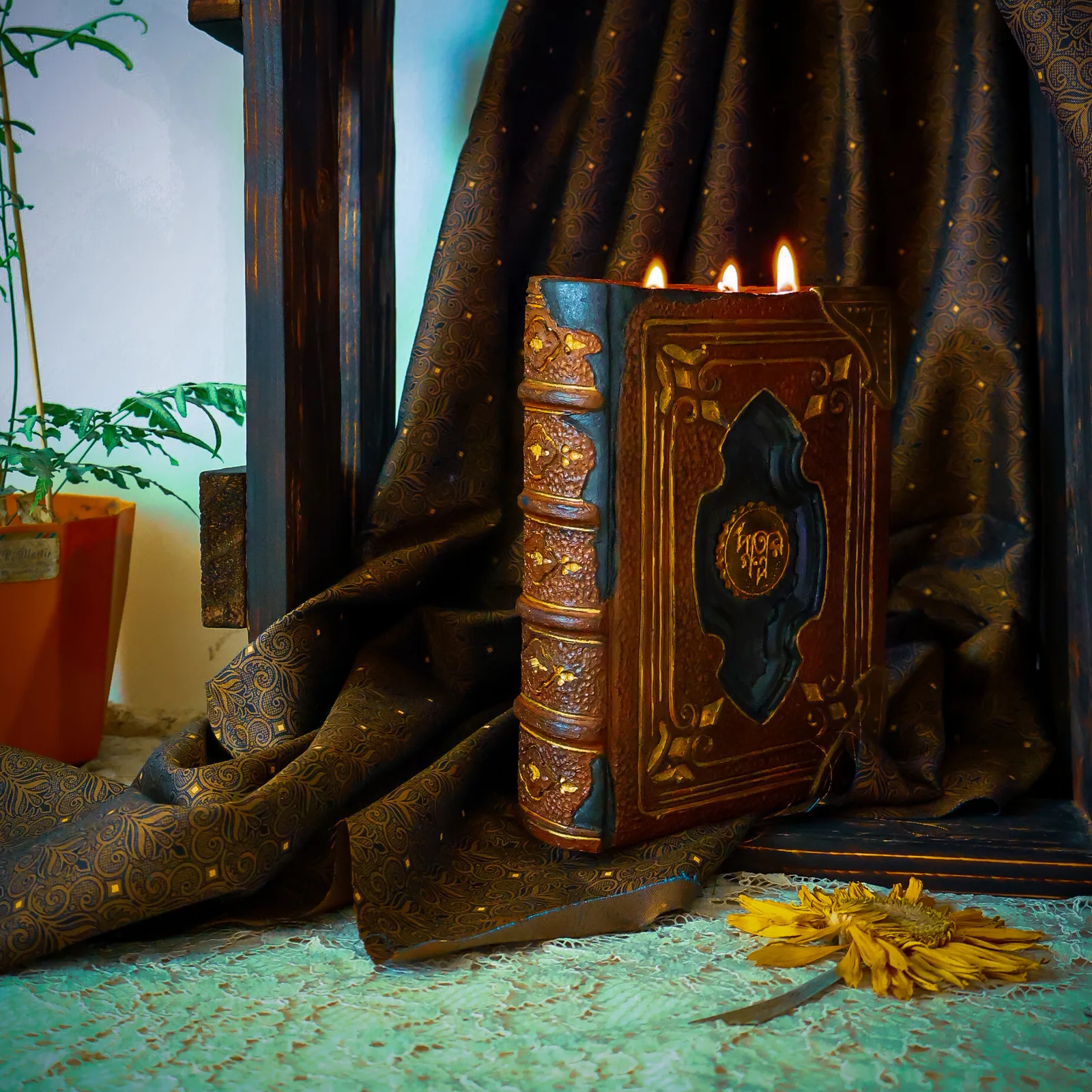 Book of Flames Candle